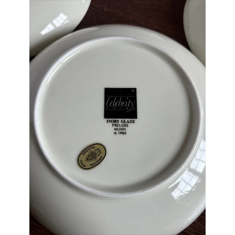 Celebrity Ivory Glaze Prelude 1985 Ivory & Gold Trim Salad Bowls New Set Of‎ 4